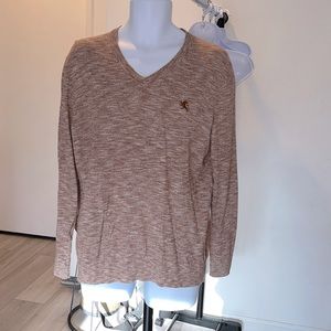 EXPRESS Men’s sz Large long sleeve lightweight thin v-neck sweater brown/tan